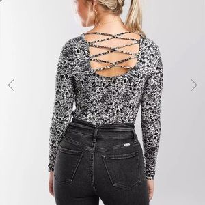 Floral Surplice Knit Bodysuit